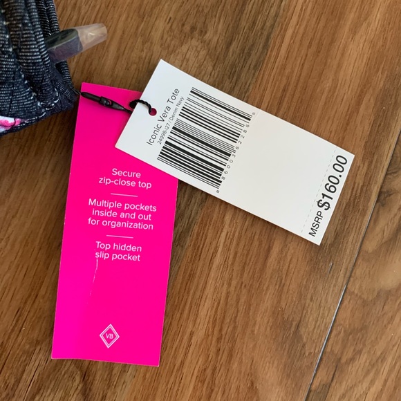 Vera Bradley Patchwork Iconic Vera Tote in Denim Navy New - Picture 7 of 7